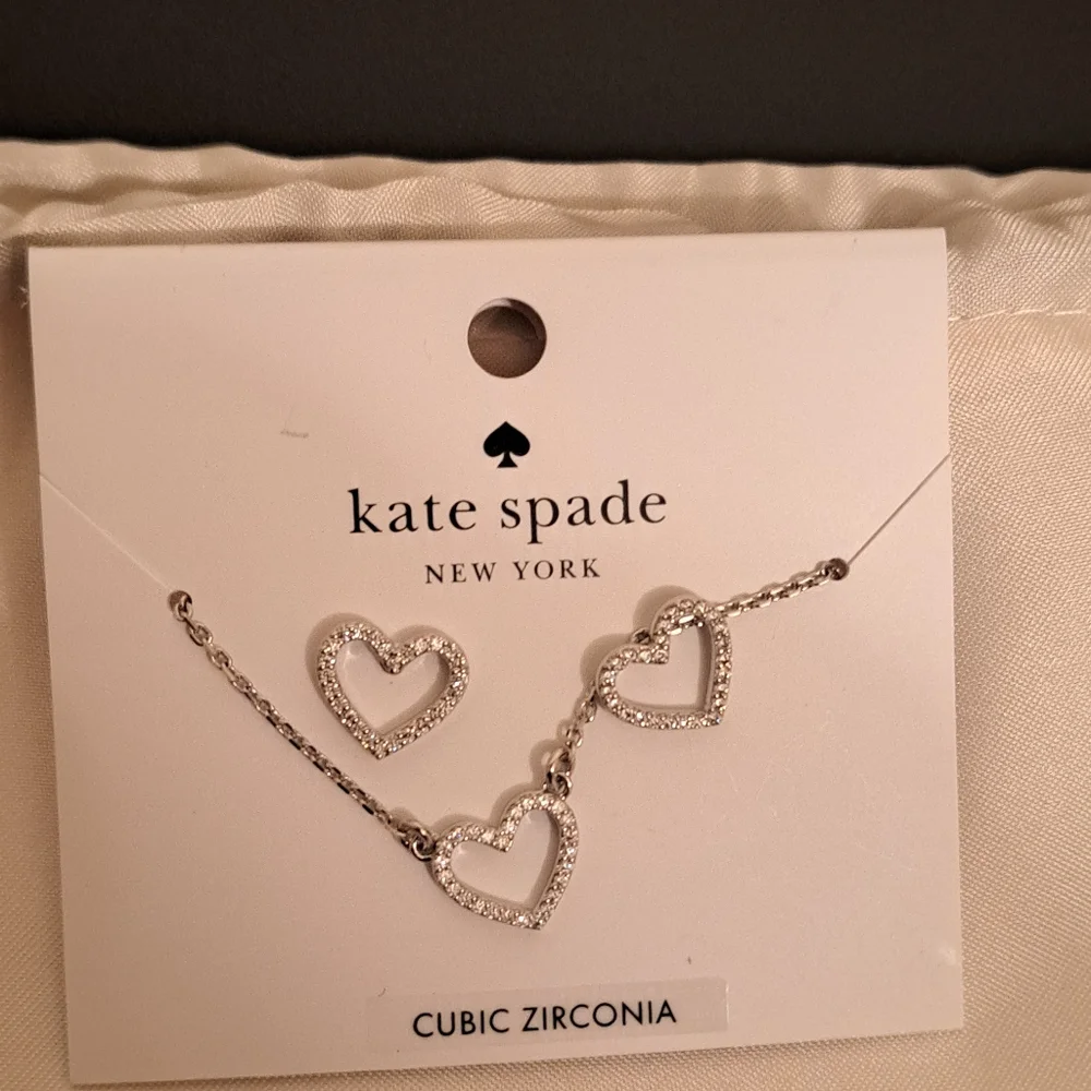 Kate Spade Silver Heart Necklace with Cubic Zirconia NWT